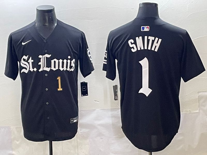 Men 2025 St.Louis Cardinals #1 Smith Black Five generations Joint Name Nike MLB Jersey style 7